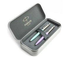 Parker Jotter Originals Mint ir Lilac Tušinukų dovanų rinkinys su metaliniu dėklu