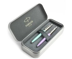 Parker Jotter Originals Mint ir Lilac Tušinukų dovanų rinkinys su metaliniu dėklu