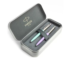 Parker Jotter Originals Mint ir Lilac Tušinukų dovanų rinkinys su metaliniu dėklu