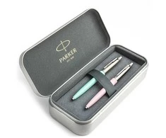 Parker Jotter Originals Rožinė ir Mint Tušinukų dovanų rinkinys su metaliniu dėklu