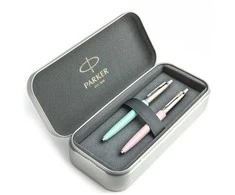 Parker Jotter Originals Rožinė ir Mint Tušinukų dovanų rinkinys su metaliniu dėklu