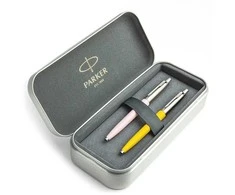 Parker Jotter Originals Rožinė ir Geltona Tušinukų dovanų rinkinys su metaliniu dėklu
