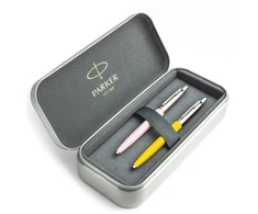 Parker Jotter Originals Rožinė ir Geltona Tušinukų dovanų rinkinys su metaliniu dėklu