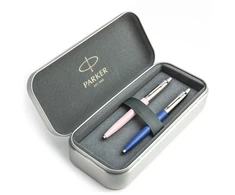 Parker Jotter Originals Rožinė ir Mėlyna Tušinukų dovanų rinkinys su metaliniu dėklu