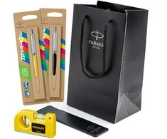 Parker Jotter rašiklių rinkinys dėkle su maišeliu ir nivelyru Dovana tėčiui