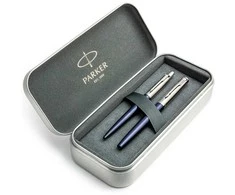 Parker Jotter Royal Mėlyna CT plunksnakočio ir rašiklio rinkinys metalinėje dėžutėje