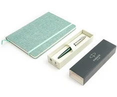 Parker Jotter XL Greenwich Matte Žalias Tušinukas su A5 formato užrašų knygele