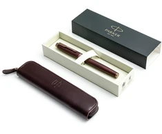 Parker Monochrome Burgundy Tušinuko rinkinys su užsegamu dėklu