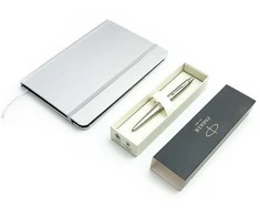 Parker Jotter Monochrome XL Sidabrinis CT Tušinuko rinkinys su užrašų knygele