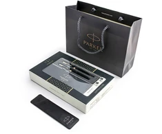 Parker Sonnet Juodas GT tušinuko ir tušinukų rinkinys su dovanų maišeliu ir dėklu
