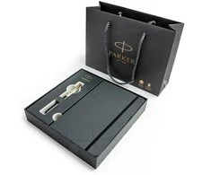 Parker Sonnet Premium Metal ir Juodas tušinuko rinkinys dėžutėje su dovanų maišeliu
