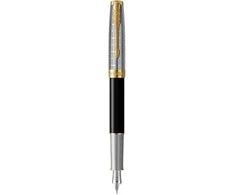 Parker Sonnet Premium Metal ir Juodas rašiklio rinkinys dėžutėje su dovanų maišeliu