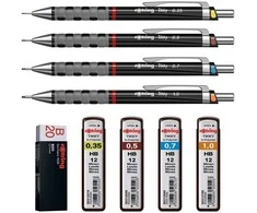 Rotring Pieštukų + grafito + trintuko rinkinys S0801310+1904697+S0312410+S0312650+S0312690+S0312700+S0195831