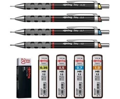 Rotring Pieštukų + grafito + trintuko rinkinys S0801310+1904697+S0312410+S0312650+S0312690+S0312700+S0195831