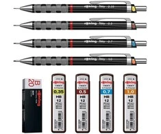 Rotring Pieštukų + grafito + trintuko rinkinys S0801310+1904697+S0312410+S0312650+S0312690+S0312700+S0195831