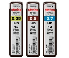 Rotring Grafitai 0,35 mm / 0,5 mm / 0,7 mm 3 pak