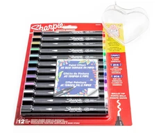 Sharpie 12 spalvų akrilinių žymeklių rinkinys su širdele, skirtas spalvinti