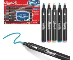 Sharpie akrilinių žymeklių rinkinys 10 vienetų Earth Colours su dažų maišeliu