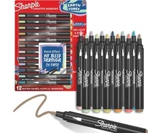 Sharpie akrilinių žymeklių rinkinys 12 vienetų Earth Colours su dažų maišeliu