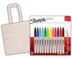 Sharpie Fine 12 dalių rinkinys su medvilniniu maišeliu