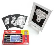 5 spalvų Sharpie Creative akrilo markerių rinkinys su spalvinimo knygele