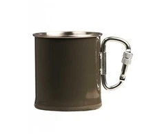 Mil-Tec Puodelis iš nerūdijančio plieno su karabinu, 250 ml, ŽALIAS