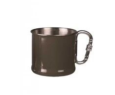 Mil-Tec Puodelis iš nerūdijančio plieno su karabinu, 500 ml, ŽALIAS
