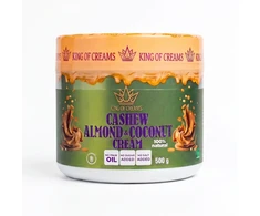 King of Creams Anakardžių ir migdolų kremas su kokoso drožlėmis (500g)