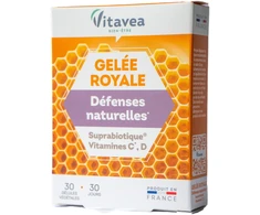 Vitavea Bičių pienelis, vitaminai C, D ir patentuotas gerųjų bakterijų kompeksas Suprabiotiques® natūraliai apsaugai, 30 augalinės kilmės kapsulių