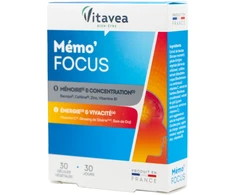 VITAVEA Memo'Focus atminčiai ir energijai, 30 augalinės kilmės kapsulių