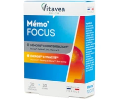 Prancūzija VITAVEA Memo'Focus atminčiai ir energijai, 30 augalinės kilmės kapsulių