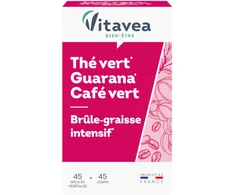VITAVEA Žalioji arbata, guarana ir žalia kava riebalų deginimui, 45 augalinės kilmės kapsulės