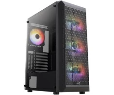 „Aerocool Beam-G-BK-v2 Midi-Tower“, grūdintas stiklas - juodos spalvos