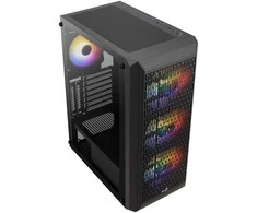 „Aerocool Beam-G-BK-v2 Midi-Tower“, grūdintas stiklas - juodos spalvos
