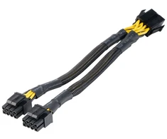 „Akasa“ 8 kontaktų į 2 x 4+4 kontaktų adapterio kabelis, EPS/ATX suderinamas – juodas, 20 cm