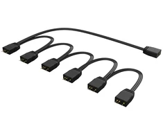 Akasa aRGB splitter cable, 1-to-6, 3-pin – juodas