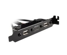 Akasa vidinis USB 3.0/2.0 į išorinį USB-C ir 2x USB 2.0 Type-A adapterio laidas - 40 cm, juodas
