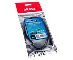 Akasa Type C to Type C Adapteris Cable PROSLIM - Juodas