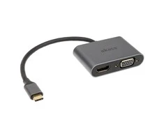Akasa USB Typ C 2-In-1 Ekranas-Adapteris, 1x HDMI und 1x VGA - sidabrinis