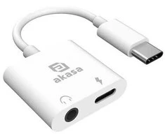 Akasa USB Type-C to 3.5mm Headphone Jack, Charging Adapteris – Power Delivery,