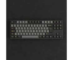 Mėlyna AKKO Juodas &amp; auksinis 5087S V1 Klaviatūra žaidimams, RGB Akko V3 Kreminis Mėlyna Pro Switches, ISO DE, juodas &amp; auksinis