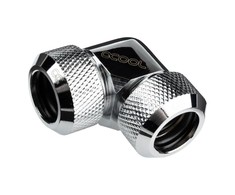 „Alphacool Eiszapfen“ 13 mm kieto vamzdžio įsukama jungtis, 90 laipsnių L formos jungtis, akrilo-žalvario vamzdžiai - chromuoti