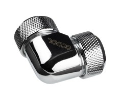 „Alphacool Eiszapfen“ 13 mm kieto vamzdžio įsukama jungtis, 90 laipsnių L formos jungtis, akrilo-žalvario vamzdžiai - chromuoti