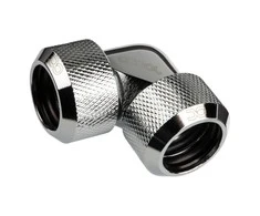 „Alphacool“ kištukinis adapteris 90 laipsnių 16 mm išorinio skersmens ir 16 mm išorinio skersmens kietajam vamzdžiui - blizgus sidabrinis