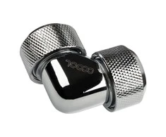 „Alphacool“ kištukinis adapteris 90 laipsnių 16 mm išorinio skersmens ir 16 mm išorinio skersmens kietajam vamzdžiui - blizgus sidabrinis