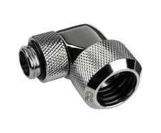 Alphacool Eiszapfen Connector 90 Degree G1/4 Inch Female Thread to 16mm Outer Diameter Hardtube – Rotatable, Shiny Sidabrinis