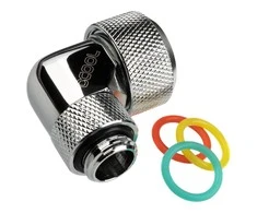 Alphacool Eiszapfen Connector 90 Degree G1/4 Inch Female Thread to 16mm Outer Diameter Hardtube – Rotatable, Shiny Sidabrinis