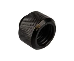 „Alphacool“ jungtis su tiesiu G1/4 colio vidiniu sriegiu ir 16 mm išoriniu skersmeniu, kieta vamzdžio jungtis – juodas