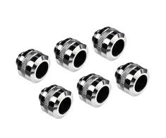 „Alphacool Eiszapfen Pro“ jungtis, 13 mm kietas vamzdelis, G1/4, 6 vnt. pakuotėje, chromuotas