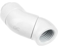 Alphacool Eiszapfen Angle Adapteris, 45 degrees, double, rotatable, G1/4 female to G1/4 female – baltas